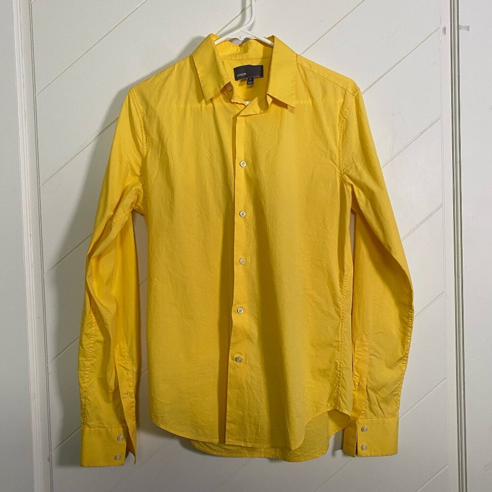 Vince dress shirt mens size small.  great yellow color. RARE FIND
